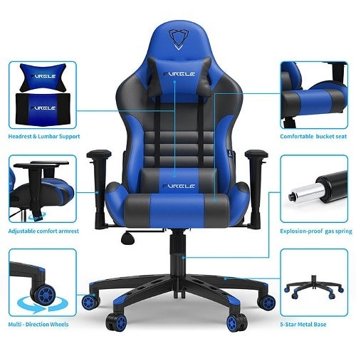Furgle Computer Racing Gaming Ergonomic Chair- Blue & Black | Konga Online  Shopping