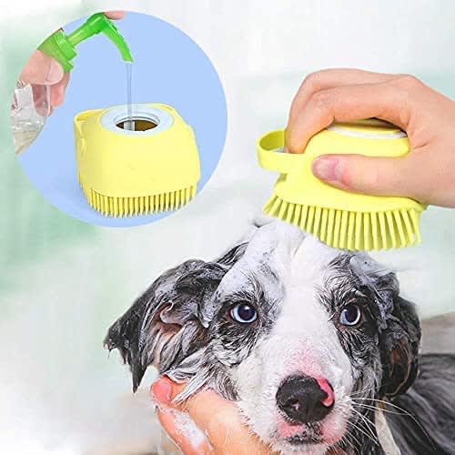 Pet Silicone Rubber Bath Brush Comb Brush Shampoo Dispenser
