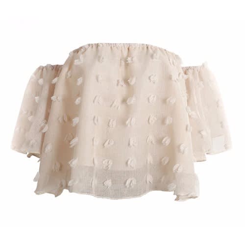 off shoulder top beige