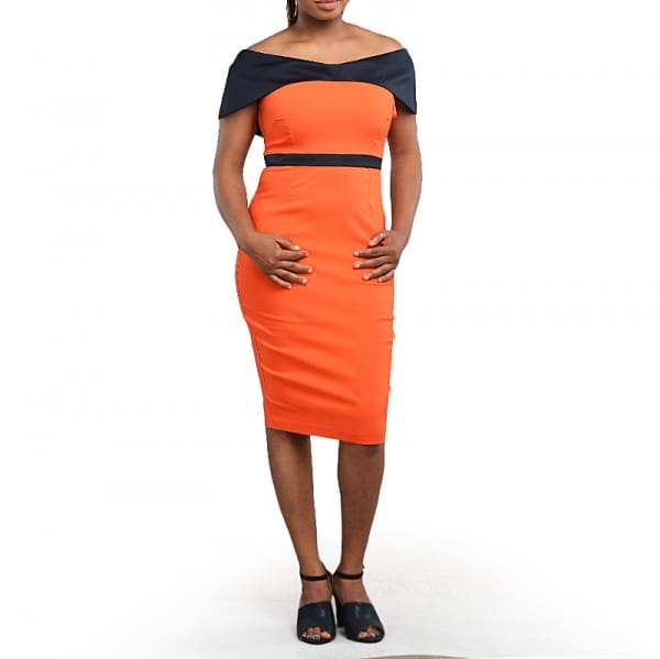 orange dress off shoulder