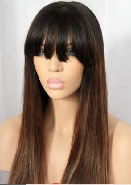 Ombre human hair outlet wigs with bangs