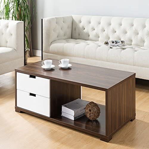 Nk Mid Century Modern Coffee Table With, Modern Walnut Wood Coffee Table