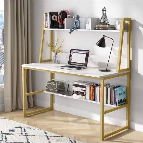 Gold desk best sale with hutch