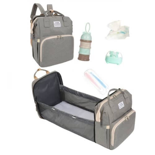 Baby's Diaper Bag Backpack With Changing Station Bed Crib Backpack
