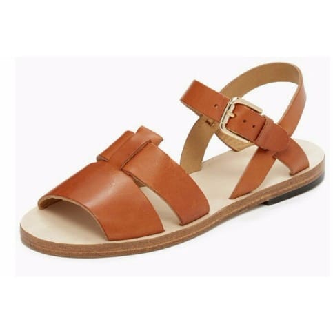Cognac Buckled Double Strap Sandals - CHARLES & KEITH VN