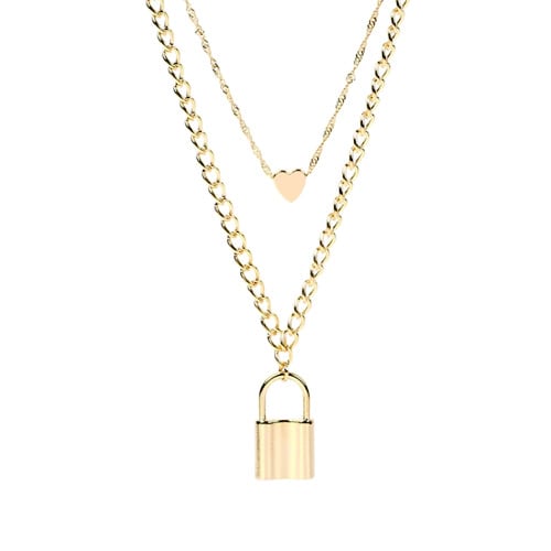 Double Layer Pendant Necklace - Gold 