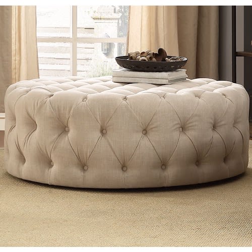 Beige online tufted ottoman