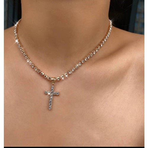 cross rhinestone necklace