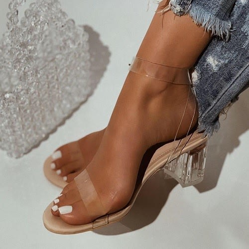 glass heel shoes