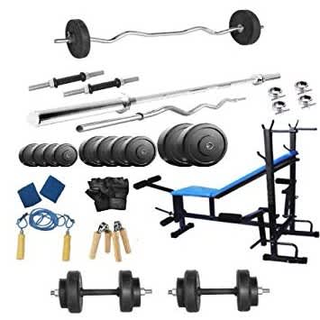 Kobo Fashion Bench Press 70kg Curve Bar Traight Bars Gym Glove