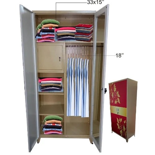 Cassia Double Door Full Glass Metal Cupboard With Inner Safety