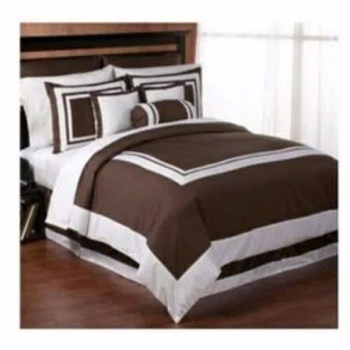 Premium Patched Duvet Set With 6 Pillow Cases Brown White