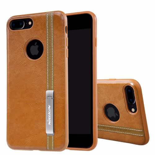 phenom faux leather rear case with alloy stand for apple iphone 7