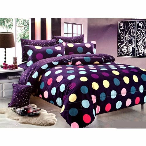 Exquisite Beddings Polka Dots Duvet Bed Sheets Purple Konga