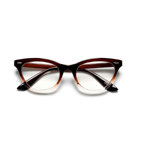 Poshkollect Cat Eye Silhouette Chic Glasses Crystal Coffee