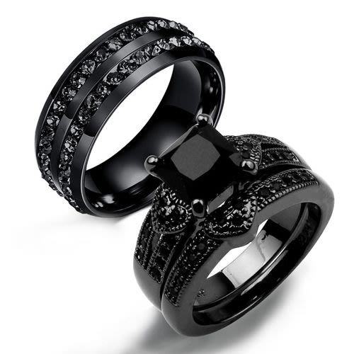 Unique black sales wedding rings