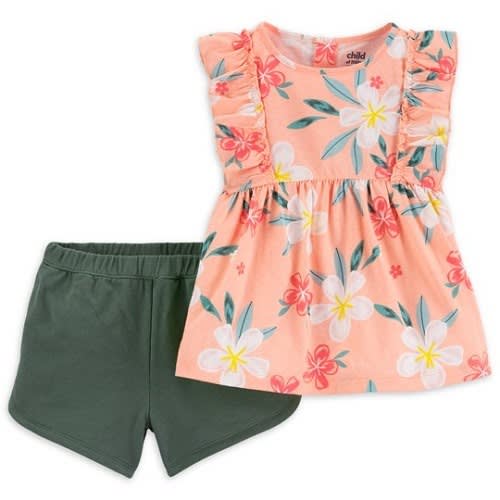 Carter s Child Of Mine Toddler Girls Flutter Top Shorts Outfit