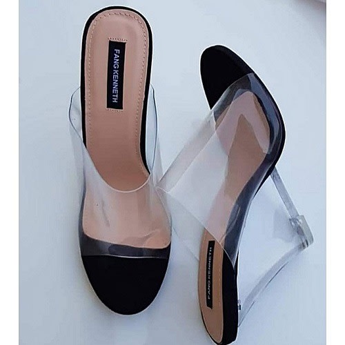 transparent heels black