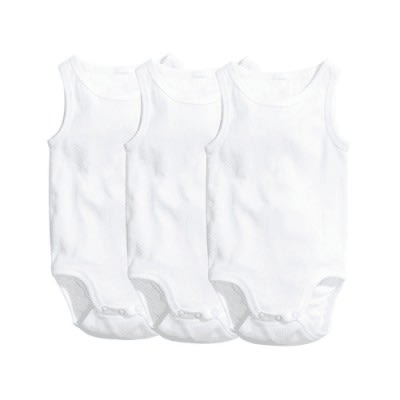 Sleeveless Bodysuits - Pack Of 3 - White.