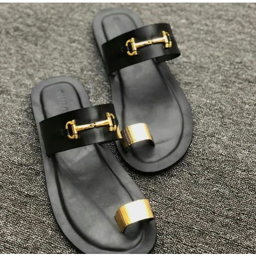 Gold best sale slippers mens