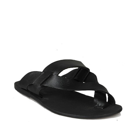 HZB Plain Leather Slide - Black | Konga Online Shopping