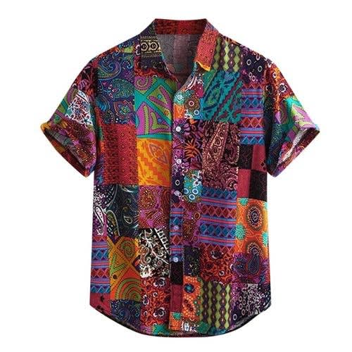 Men's Vintage Print Loose Short Sleeve - Multicolor | Konga Online Shopping