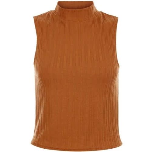 Sleeveless Turtleneck Top Orange