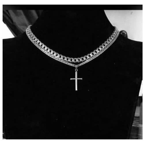 Cuban Link Chain With Cross Pendant 