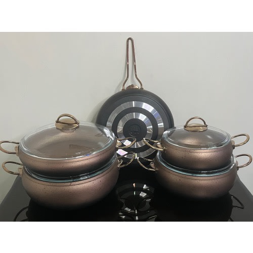 OMS Granite Grey Casserole Pot Pan Frying Pan Professional Cookware Set 3002 