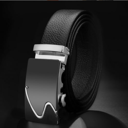 Men's Leather Belt With Automatic BuckleBlack & Silver Konga Online