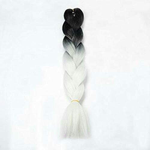 Ombre Kanekalon Attachments For Braids Hairstyle Black White