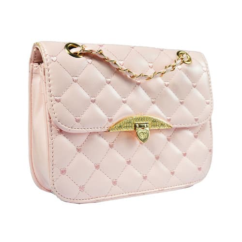 pink purse with chain strap