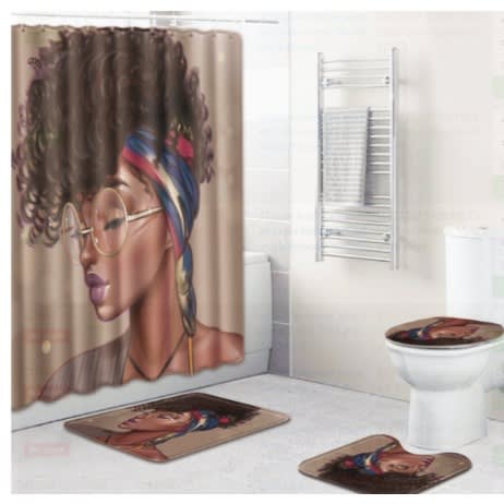 African American Bathroom Shower, Bathroom Shower Curtain Sets Blue