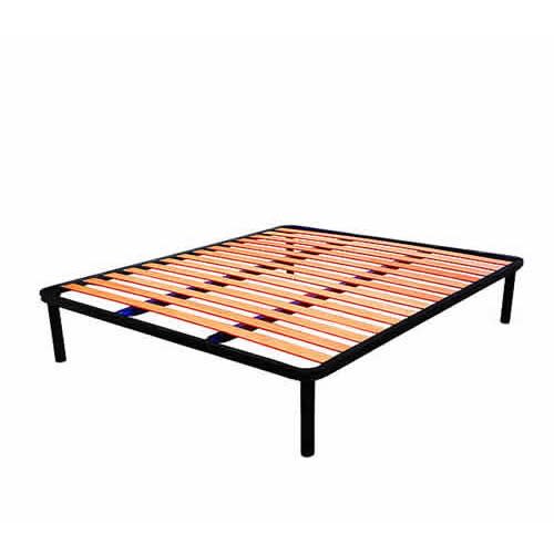 Slatted Steel Bed Base 190cm 160cm, Steel Bed Frame With Wood Slats