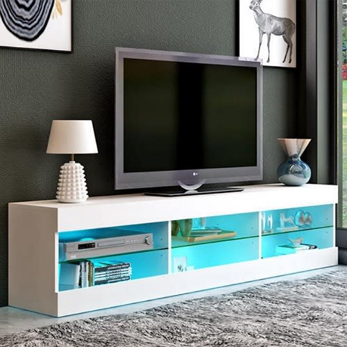 Decorative Tv Console Storage Cabinet, White Tv Console With Bookshelves