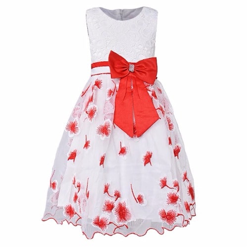 red white flower dress