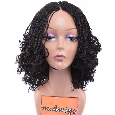 Regular Twist Curly Braid Wig With And Lace Closure Color 1