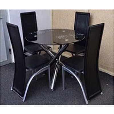 Round 4 Seater Glass Dining Set Black Konga Online Shopping