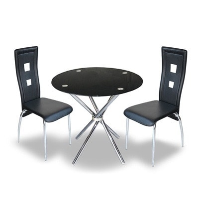 Round Black Glass Dining Table And 4, Round Black Glass Dining Table And 4 Chairs
