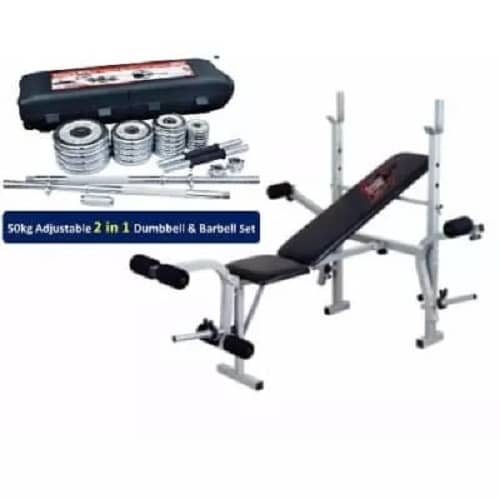 Best Weight Bench With 50kg Adjustable 2 In 1 Dumbbell And Barbell