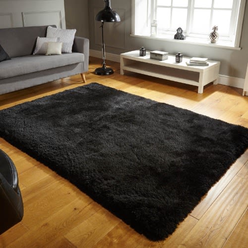 Fluffy Center Rug 4ftx6ft Black Konga Online Shopping