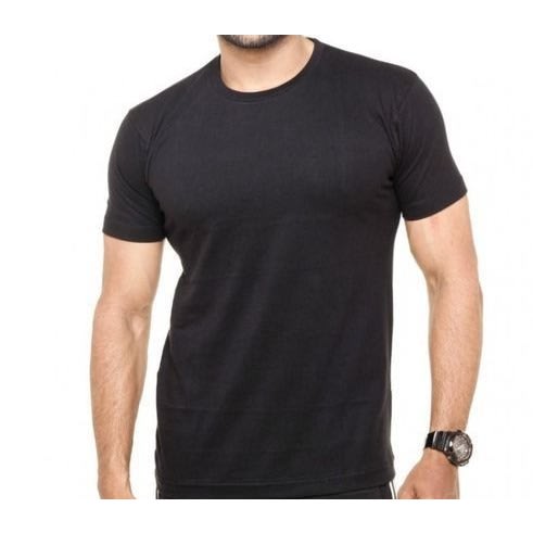Round-neck Plain T-shirts -Black.