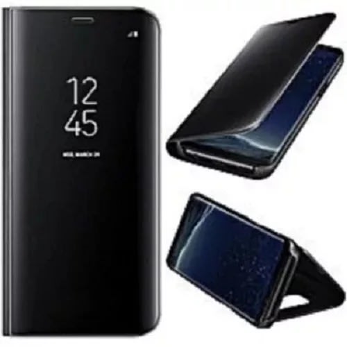 clear sensor view mirror leather flip stand case for samsung galaxy note 9 black