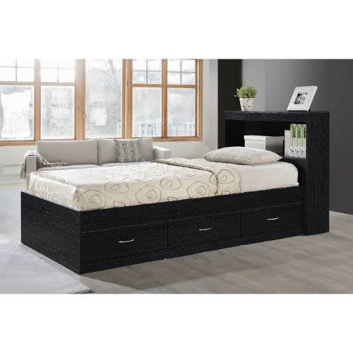 Sadia Besant Platform Bed With, Black Queen Size Bed Frame With Drawers