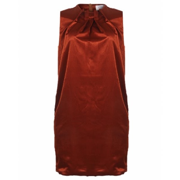 Xtamaliy Pleated Neck Shift Dress-Bronze | Konga Online Shopping