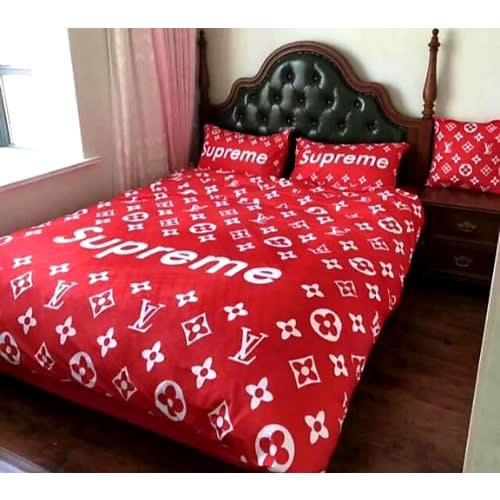 Supreme LV Inspired Print Duvet With 2 Free Pillow Cases