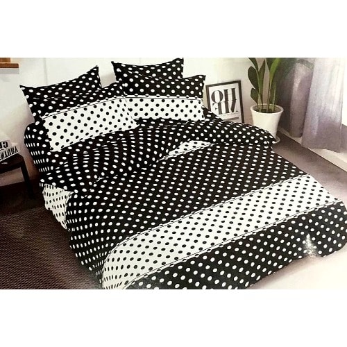 White And Black Polkadot Pattern Bedding Set Duvet Bedspread