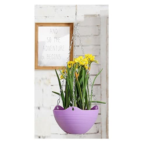 Hanging Plastic Flower Planter For Indoor Gardening Purple Konga
