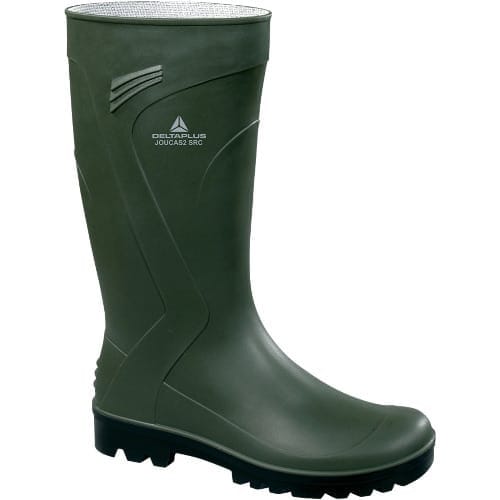 green rubber rain boots