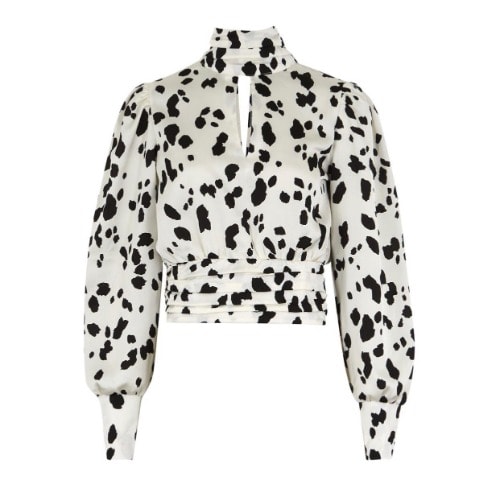 New Look Animal Print Satin Top - White 